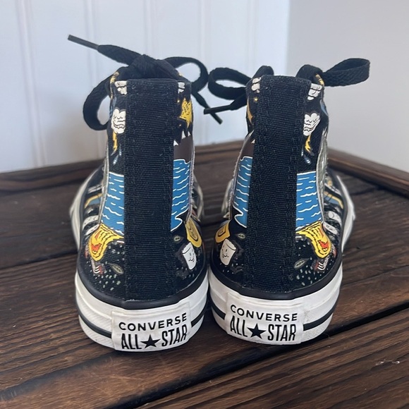 Converse Black High-Tops with Multicolor Camp Converse Graphic - Picture 3 of 6